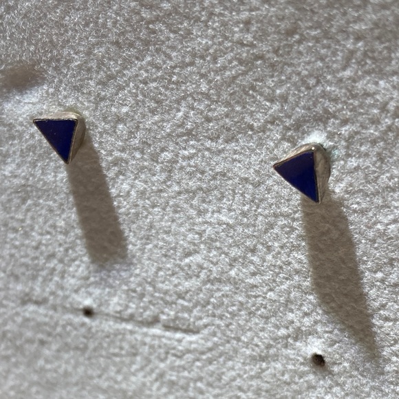 Blue Triangle Studs - Picture 2 of 3